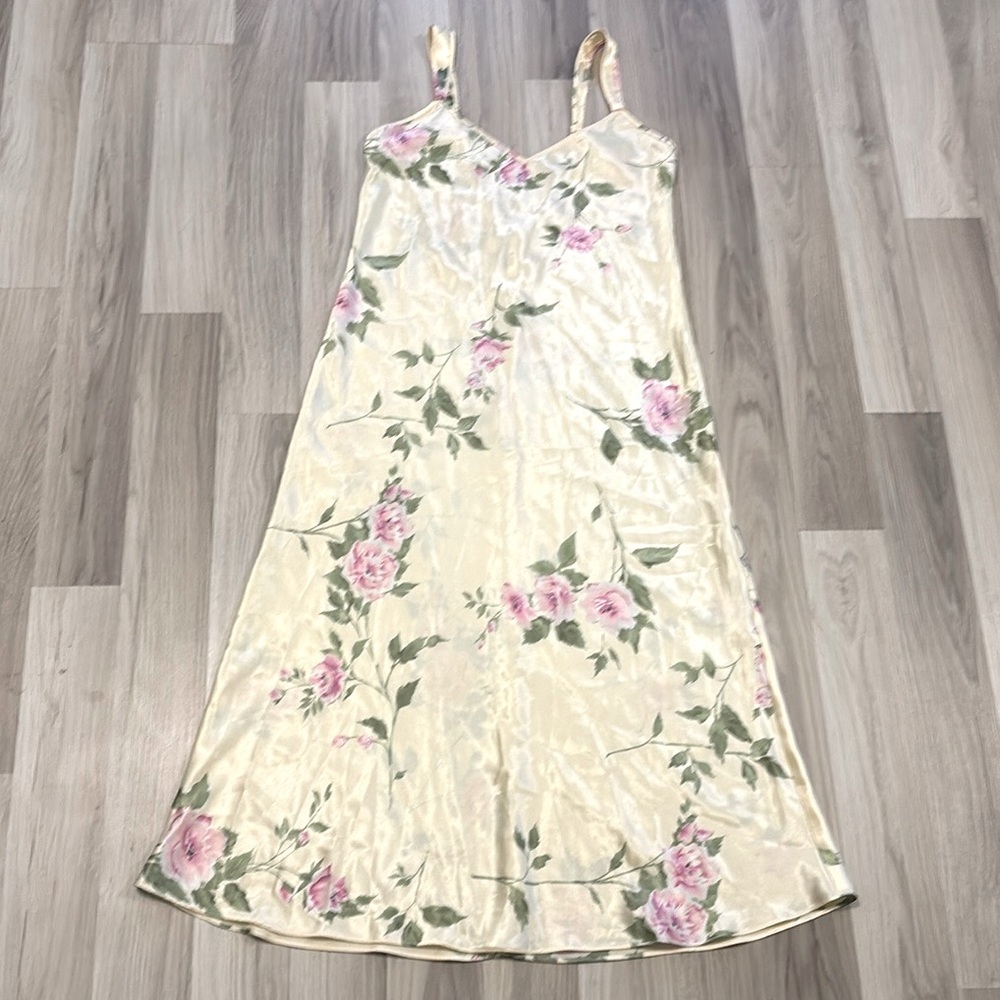 Jones New York Floral Satin Slip Midi Dress Size S